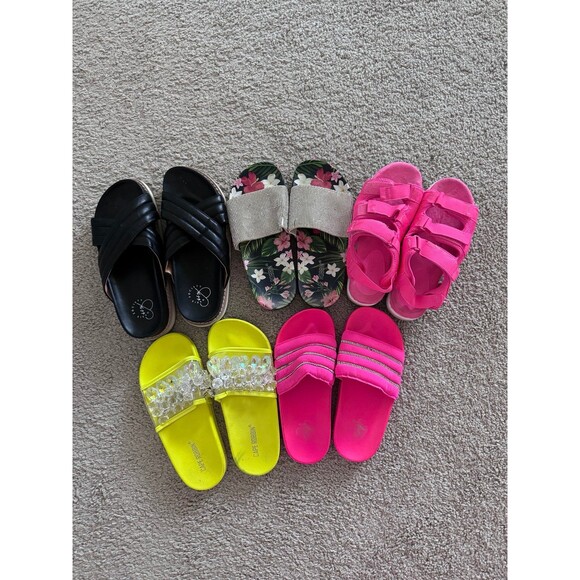 Neon Sandal Slides Bundle womens size 5-6.5 - Picture 1 of 4
